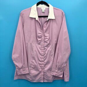 Motherhood Maternity Long Sleeve Pin Stripe Button Shirt XL NWOT